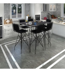 Knsz masa sandalye takımı hem105zengin grisyh 130*090 6 sandalye syhsyh sırt minderli
