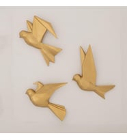 Mouette 3'lü Dekoratif Kuş Altın