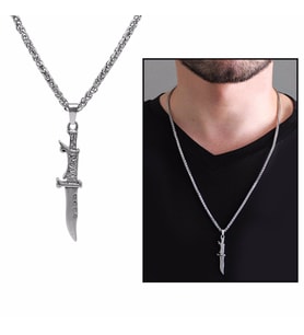 Kama Tasarım Silver Renk Çelik Erkek Kolye (Çok Renkli)
