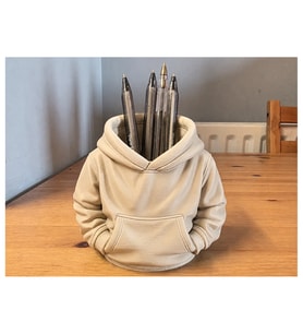 Alvera Kapüşonlu Sweatshirt Kalemlik – 3D Baskı Masaüstü Organizer-Bej