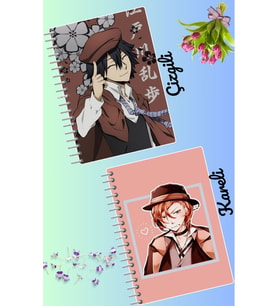 Bungou stray dogs defter seti 2 adet A4 boyutu 21*30 çizgili + kareli 60 syf