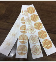 Spiritüel Semboller Yaşam Çiçeği-Hayat Ağacı-Torus-Sri Yantra Çıkartması,4cm Çap, 20 Adet