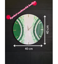 Duvar Saati-40cm-Modern Dekoratif Duvar Saati-Epoksi El Yapımı Duvar Saati-6 Farklı Seçeneği (Koyu Yeşill)