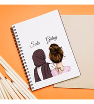 Kız Arkadaş ( Tesettürlü - Açık ) Tasarımlı Defter Kişiye Özel
