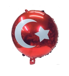 Türk Bayrağı Folyo Balon Yuvarlak Kırmızı Ay Yıldızlı 45 cm - 20 ADET
