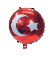 Türk Bayrağı Folyo Balon Yuvarlak Kırmızı Ay Yıldızlı 45 cm - 20 ADET