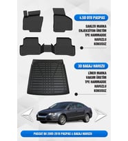 Volkswagen Passat B6 2005-2010 Uyumlu 4.5D Premium Havuzlu Oto Paspas ve Liner Bagaj Havuzu