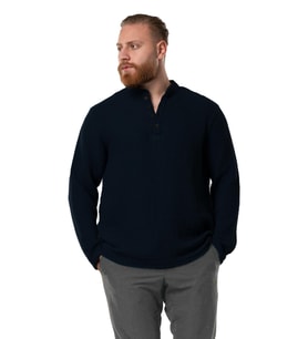 Uzun Kol Erkek Hakim Yaka Double Müslin Sonbahar ve Kışlık Sweatshirt Siyah Syh