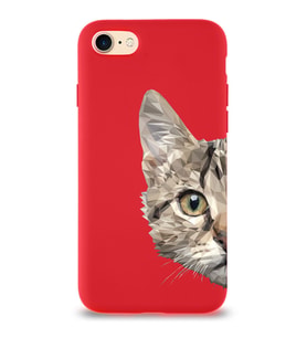 Apple iPhone SE 2020 Uyumlu Lansman Kılıf Catface Tasarımlı Altı Kapalı İçi Kadife Kaplı  Kapak (Şeffaf)