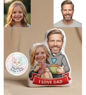 Kişiye Özel I Love Dad Yazılı Baba Çocuk Şekilli Maskot Yastık