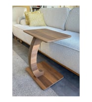 Ceviz Desenli Mdf Lam Tekerlekli Yan Sehpa
