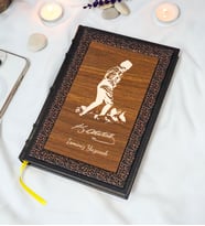 Mustafa Kemal Atatürk Desenli Termo Deri + Ahşap Anı Defteri - Çizgili Defter - Hediyelik (17x24 cm- 320 Sayfa)