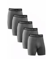Ghassy Co. Erkek Pamuklu Likralı Spor Boxer 5'li Set Yumuşak Dokulu ve Rahat Kemerli (Füme)
