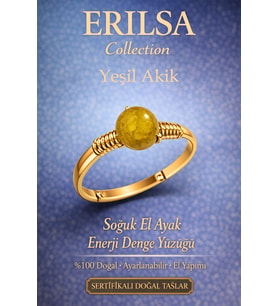 Sertifikalı Soğuk El Ayak Enerji Yüzüğü – Yeşil Akik Ayarlanabilir Gold İnce Kasa Yengeç Balık Burç (Çok Renkli)