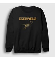 Presmono Unisex Siyah Gold Logo Scorpions Sweatshirt 109137tt