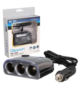 Ayt Olesson 1505 12-24V 3Lü Çift Usbli 120W 80 Cm Kablolu Araç Oto Tır Çakmak Çoklayıcı Çakmaklık Çoğaltıcı