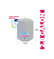 Tüm Su Arıtma Cihazlarına Uyumlu 2,8 Galon (10 Lt) Metal Tank (Gri-Beyaz)