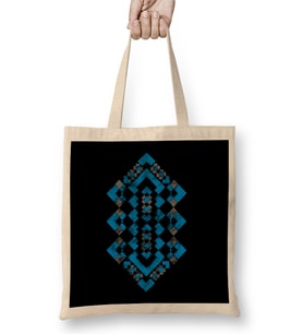 Navajo Geometric Tribal Pattern Earth Toned Tribal Bez Çanta Uzun Saplı