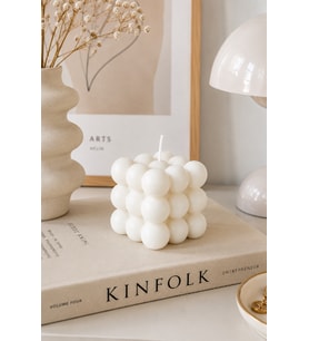 Bubble Mum - Mumelia Candles Doğal Soya, El Yapımı, Dekoratif - Beyaz