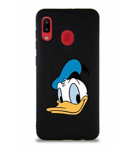 Samsung Galaxy A30 Soft Premier Kapak Donald Duck-B Tasarımlı Silikon Kılıf - Siyah (Şeffaf)