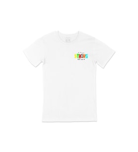 Be Strong Never Give UP Cep Logo Tasarımlı Beyaz Tişört