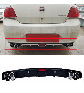 Fiat Linea Siyah Difüzör 4 Krom Egzoz Görünümlü Difizör Arka Ek Body Kit