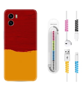 Vivo Y15S Y32 Y33S Y51 Y53S Kılıf Kablo Koruma Spiral Silikon Sarı Kırmızı Boya 1708