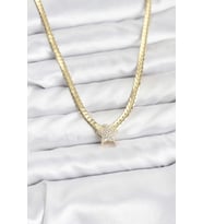 Gold Renk Pirinç Yıldız Zirkon Taşlı Kadın Kolye - TJ-BKO10793