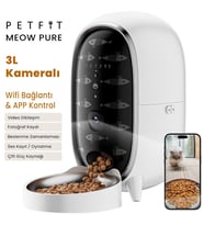 Petfit Meow Pure 3L Wi-Fi Kameralı Akıllı Otomatik Kedi Köpek Mama Kabı Besleme Ünitesi (Sesli Komut+Çelik Kase+APP Kontrol)
