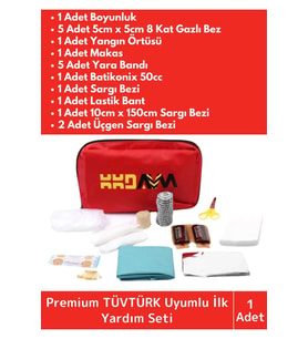 Premium Acil Müdahale Ev Iş Yeri Araç Oto Okul Deprem Doğal Afet Ecza Ilk Yardım Bez Çantalı Set