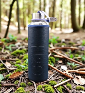 H2O Cam Su Matarası Deri Kılıflı 500 ml - LACİVERT
