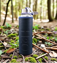 H2O Cam Su Matarası Deri Kılıflı 500 ml - LACİVERT