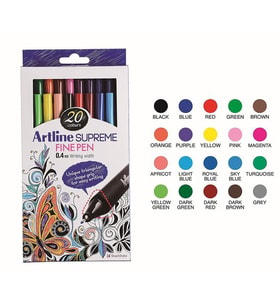 Artline Supreme Fine Pen 0.4 mm Keçe Uçlu Kalem 20 Renk Set 