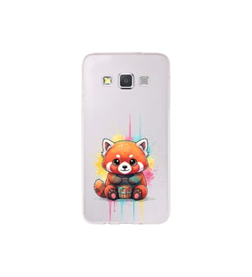 Samsung Galaxy A3 ile Uyumlu Splash Tilki Tasarımlı Şeffaf Silikon Kılıf