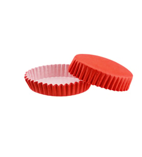 Cupcake Kalıbı Pet Kapsül Oval Model Düz Renk (100 Adet) F11  Kırmızı