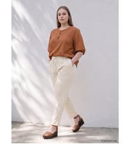 LCW Curve Sarı Büyük Beden Beli Lastikli Kadın Pantolon
