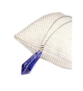 Sertifikalı Gümüş Aparatlı Doğal Lapis Lazuli Taşı Kolye