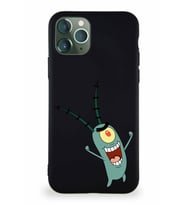Apple iPhone 11 Pro Soft Premier Kapak Plankton Tasarımlı Silikon Kılıf - Siyah (Şeffaf)