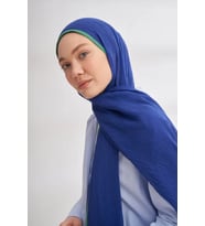 Müslin Biyeli Şal  -90 x 200- 3352-02 (Lacivert)