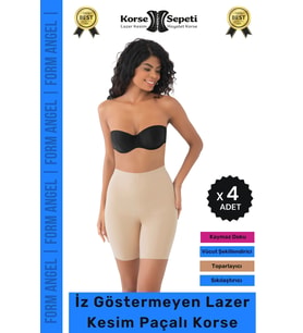 #Korse İz Yapmayan Kaymayı Önleyen Toparlayıcı Sıkılaştıran Lazer Kesim Paçalı Korse - 4 Adet (Ten)