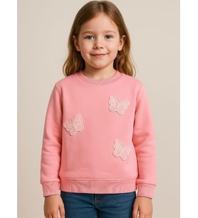Kız Çocuk Kelebek Desenli Sweatshirt
