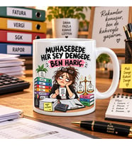 Muhasebede Her Şey Dengede Ben Hariç Esprili Muhasebeci Baskılı Kupa