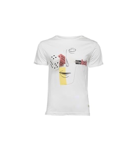 Biggdesign Faces Lucky Erkek T-Shirt (Beyaz)