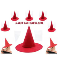 Periboia Kırmızı Keçe Cadı Şapkası Yetişkin-Çocuk Uyumlu (Karışık)