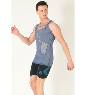 Sporcu Unisex Gym Seamless Dikişsiz T-shirt (Mavi)