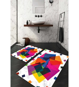 Dijital Baskılı Kaymaz Taban Yıkanabilir 2'li Klozet Takımı Banyo Paspası NDKZ-HK-94 (Bej)