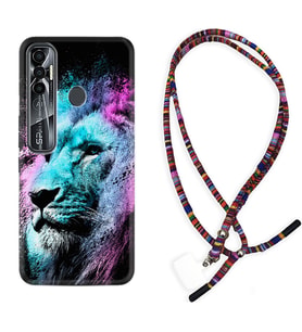 Tecno Spark 6 6 Go 8C 8 Pro 7 7 Pro Kılıf Boyun Asklı Rasta Silikon Pink Blue Leon 1603