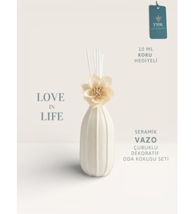 Love in Life  İthal Seramik Vazo Çubuklu Dekoratif Oda Kokusu Seti  Oda Kokusu Hediyeli