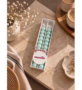 Mumelia Bubble Şamdan - Doğal Soya Kutulu Dekoratif Mum - 2'li - Su Yeşili - 1 Kutu