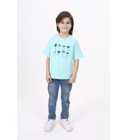 Toontoy Erkek Çocuk Baskılı Tişört (Su Yeşili)